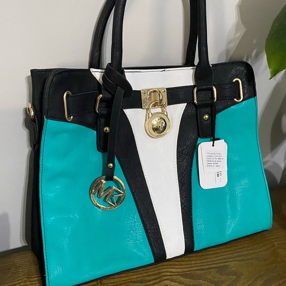 NWT Michael & Michelle Teal, Black, and White purse - Picture 11 of 13